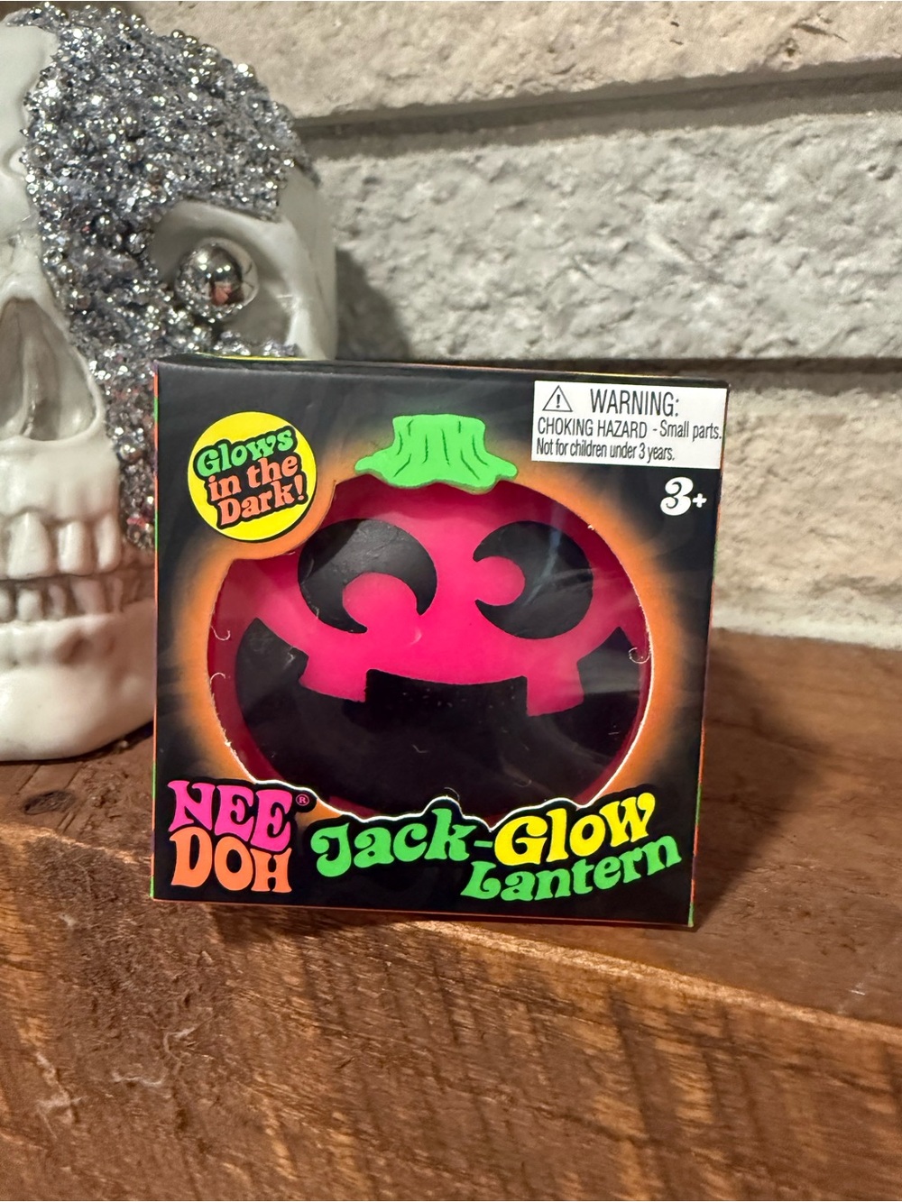NeeDoh Jack-Glow Lantern Kids Plush - Pink with Green Stem